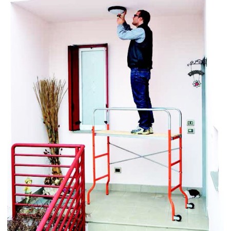 Mini Ponteggio Trabattello in Acciaio con Ruote 144x62 Altezza Lavoro 3 mt Casa