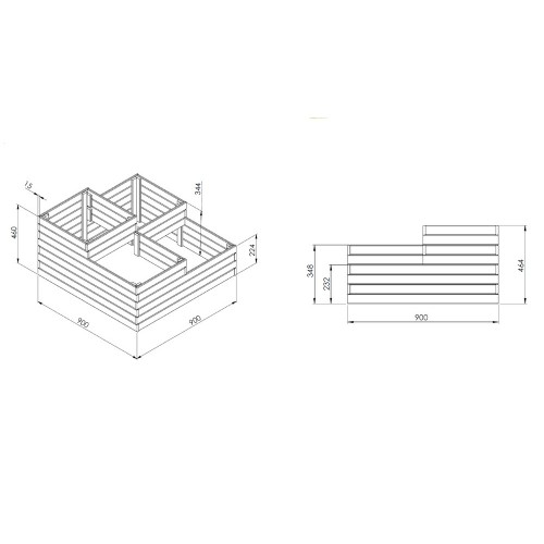 Fioriera 90x90 Orto Rialzato da Balcone Giardino Terrazzo Aiuola Vaso in Legno
