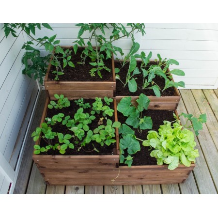 Fioriera 90x90 Orto Rialzato da Balcone Giardino Terrazzo Aiuola Vaso in Legno