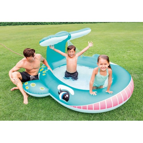 Piscina con Spruzzo Balena per Bambini Intex Gonfiabile Gioco da Giardino Bimbi