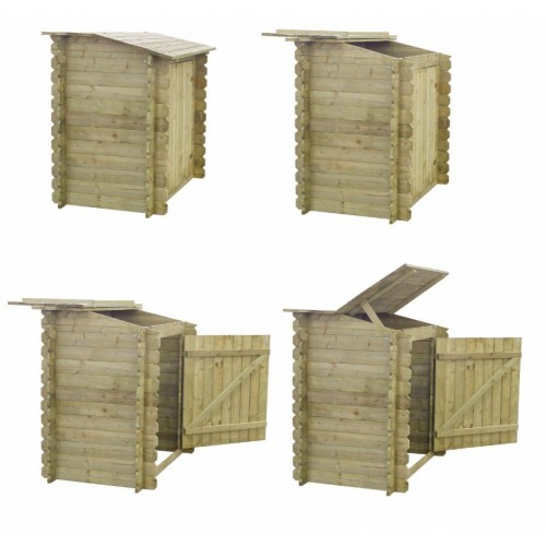 Armadio Legno Accessori Piscina Secchi Raccolta Differenziata Giardino Attrezzi