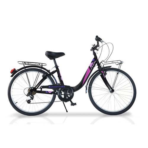 Bicicletta Ruota 24 Pollici da Ragazza Donna Bici 6 Cambio Portapacchi Bambina
