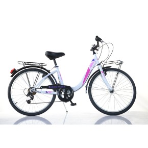 Bicicletta Ruota 24 Pollici Ragazza Donna Bici Roadster Portapacchi Bicicletta