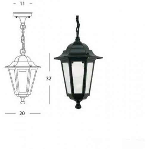 Lanterna a Sospensione Illuminazione Esterno Lampione Giardino Applique in Vetro