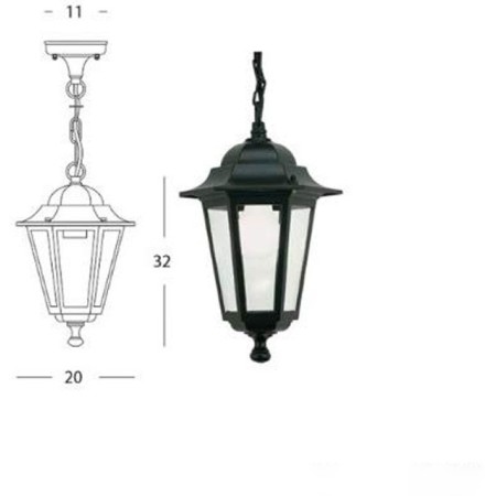 Lanterna a Sospensione Illuminazione Esterno Lampione Giardino Applique in Vetro
