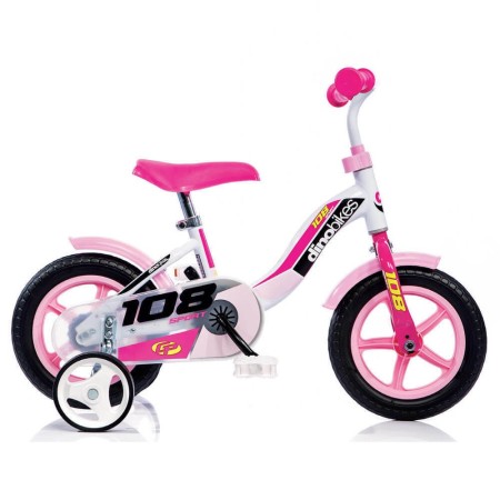 Bicicletta per Bambina 10 Pollici con Rotelle 2 3 4 anni Bici Bimba Dino Bikes