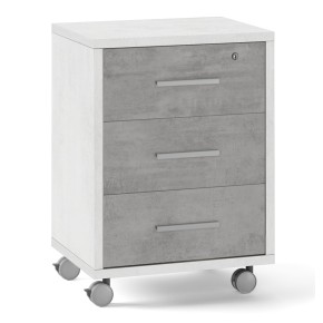 Cassettiera Ossido Grigio 3 Cassetti con Chiave Ruote da Scrivania Ufficio Legno