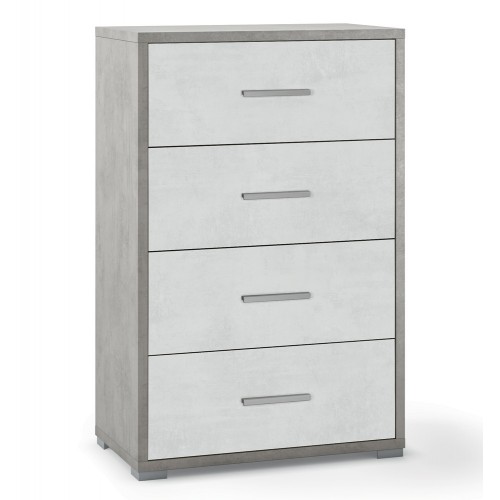 Cassettiera Grigio Ossido Bianco 4 Cassetti in Legno Moderna per Camera da Letto