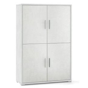 Mobile Credenza 4 Ante Ossido Bianco Buffet con Ripiani da Ufficio Soggiorno