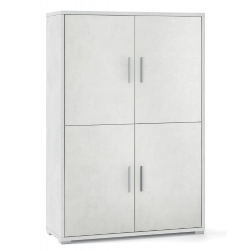 Mobile Credenza 4 Ante Ossido Bianco Buffet con Ripiani da Ufficio Soggiorno