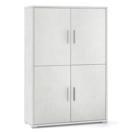 Mobile Credenza 4 Ante Ossido Bianco Buffet con Ripiani da Ufficio Soggiorno