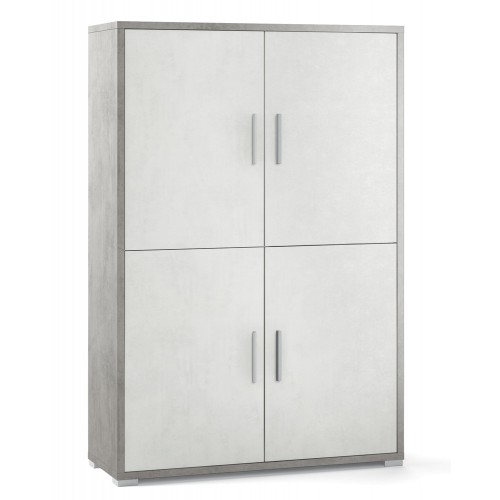 Kit Mobile Credenza 4 Ante Ossido Grigio Archivio con Ripiani Ufficio Soggiorno