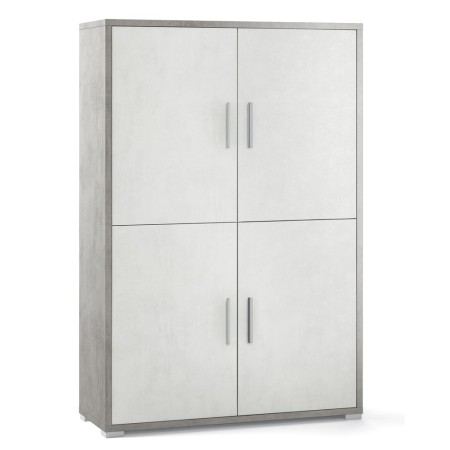 Kit Mobile Credenza 4 Ante Ossido Grigio Archivio con Ripiani Ufficio Soggiorno