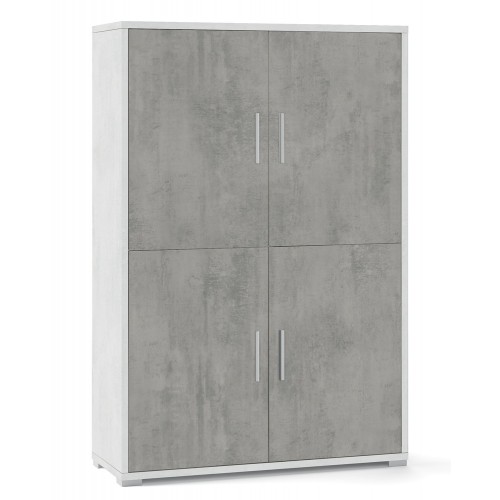 Kit Mobile Credenza 4 Ante Grigio Ossido Buffet con Ripiani da Ufficio Soggiorno