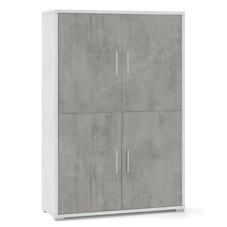Kit Mobile Credenza 4 Ante Grigio Ossido Buffet con Ripiani da Ufficio Soggiorno