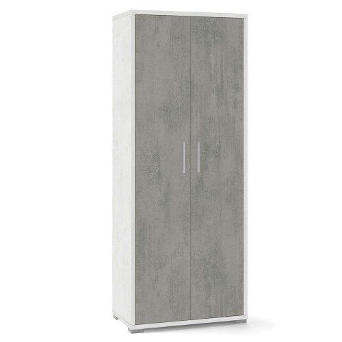 Kit Armadio 2 Ante Grigio Ossido Multiuso da Ufficio Mobile Ripiani Camera Letto