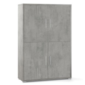 Mobile Credenza 4 Ante Battenti Grigio Buffet con Ripiani da Ufficio Soggiorno