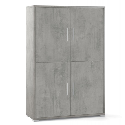 Mobile Credenza 4 Ante Battenti Grigio Buffet con Ripiani da Ufficio Soggiorno