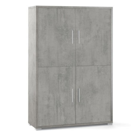Mobile Credenza 4 Ante Battenti Grigio Buffet con Ripiani da Ufficio Soggiorno