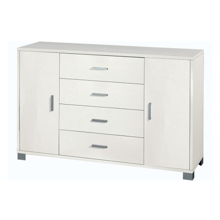 Mobile Madia 2 Ante 4 Cassetti Bianco 140 Contenitore Buffet Credenza Tv Salotto