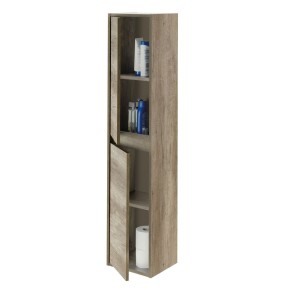 Mobile Sospeso da Bagno 140 a Colonna 2 Ante Rovere Mobiletto Parete Muro Legno