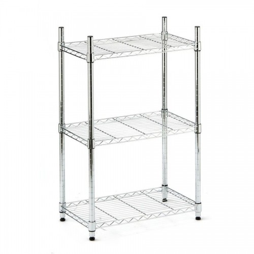 Scaffali 3 Ripiani 60x35 in Metallo Cromato Stretto per Garage Mensole Officina