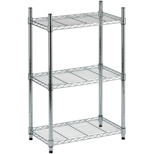 Scaffali 3 Ripiani 60x35 in Metallo Cromato Stretto per Garage Mensole Officina