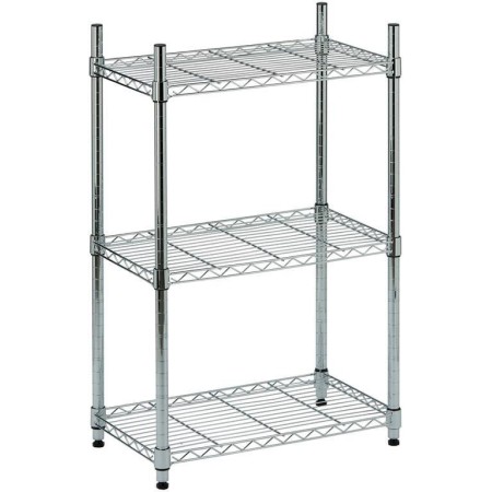 Scaffali 3 Ripiani 60x35 in Metallo Cromato Stretto per Garage Mensole Officina