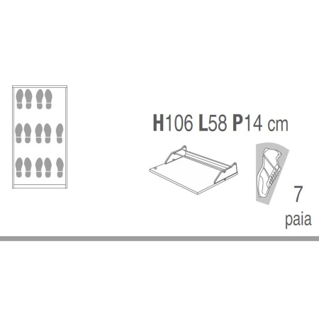Mobile Scarpiera 3 Ante Ribalta Olmo Slim in Legno Porta Scarpe Slim Kit Armadio