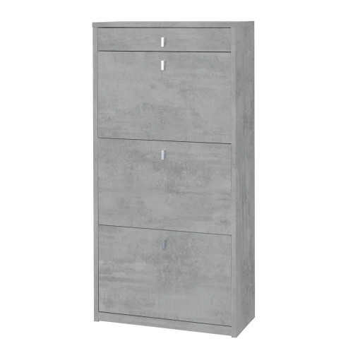 Scarpiera Slim Grigio 3 Ante Ribalta con Cassetto Portascarpe Mobile Salvaspazio