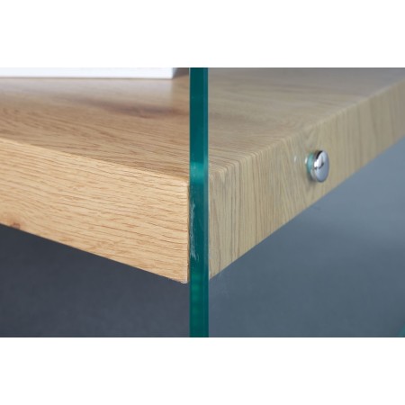 Tavolino Quercia da Caffe in Legno Vetro Design Moderno Salotto Soggiorno Divano