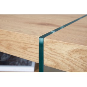 Tavolino Quercia da Caffe in Legno Vetro Design Moderno Salotto Soggiorno Divano 2