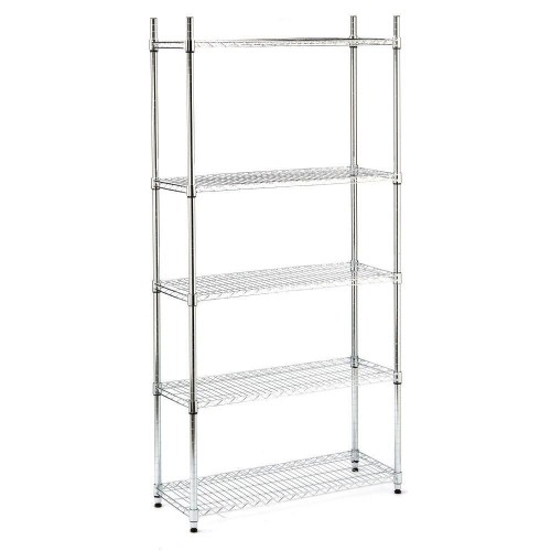 Scaffali 5 Ripiani 90x35 Metallo Cromato Garage Scaffalature Officina Mensole