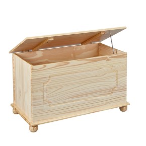 Baule Cassapanca in Pino Contenitore Legna Multiuso Mobile Bambini Giocattoli
