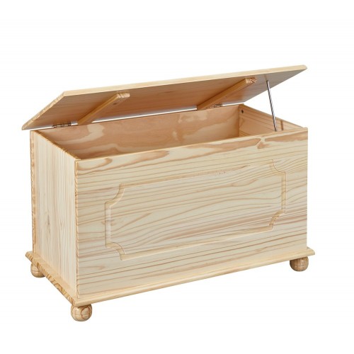 Baule Cassapanca in Pino Contenitore Legna Multiuso Mobile Bambini Giocattoli