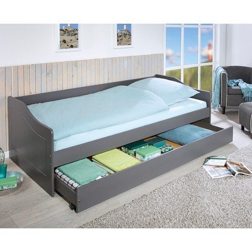 Divano Letto 2 Letti Singoli 90x200 Grigio a Scomparsa Cameretta Contenitore