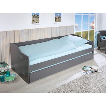 Divano Letto 2 Letti Singoli 90x200 Grigio a Scomparsa Cameretta Contenitore