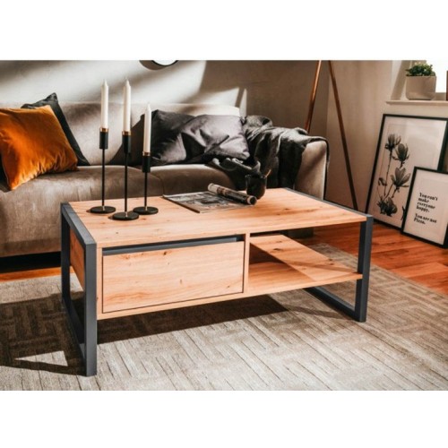 Tavolino Caffe Basso 100 Quercia Tavolinetto Rettangolare Moderno Salotto Design