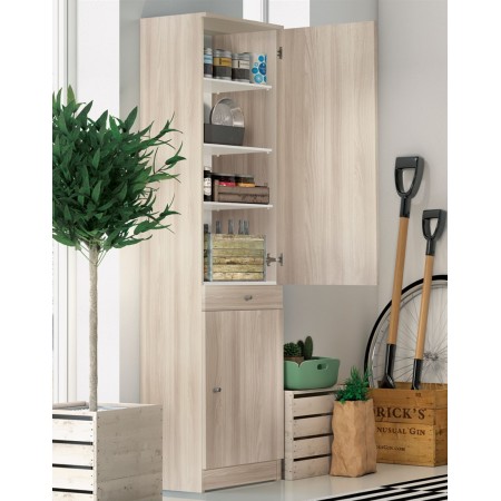 Armadio 180 Bianco 2 Ante con Cassetto Mobile Alto con Ripiani Colonna da Bagno