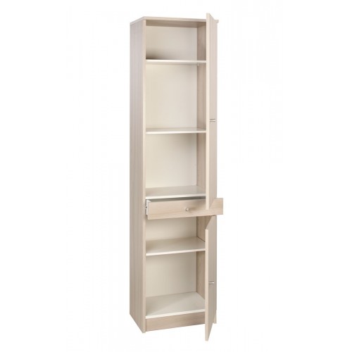 Armadio 180 Bianco 2 Ante con Cassetto Mobile Alto con Ripiani Colonna da Bagno