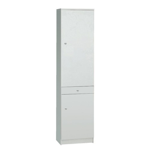 Armadio 180 Bianco 2 Ante con Cassetto Mobile Alto con Ripiani Colonna da Bagno