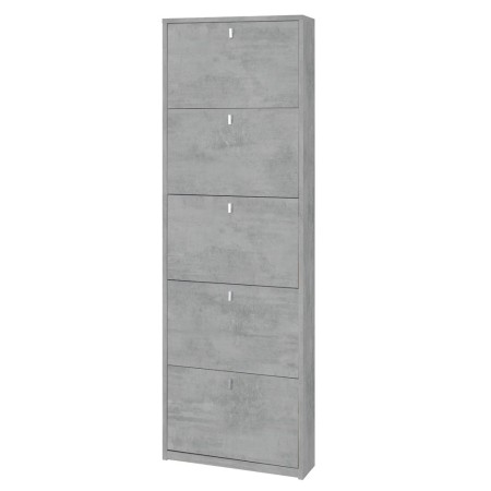 Scarpiera Slim 5 Ante Ribalta Grigio in Legno Porta Scarpe Mobiletto Salvaspazio