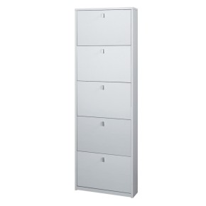 Scarpiera Slim 5 Ante Ribalta Bianco Legno Porta Scarpe Mobile Alto Salvaspazio