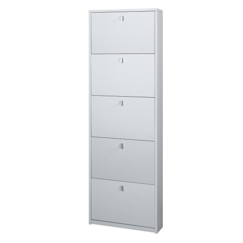 Scarpiera Slim 5 Ante Ribalta Bianco Legno Porta Scarpe Mobile Alto Salvaspazio