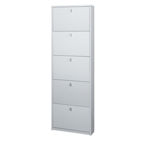 Scarpiera Slim 5 Ante Ribalta Bianco Legno Porta Scarpe Mobile Alto Salvaspazio