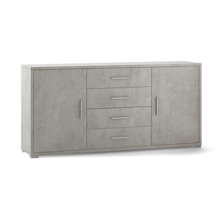 Mobile Madia 2 Ante 4 Cassetti Grigio Contenitore Buffet Credenza Tv Soggiorno
