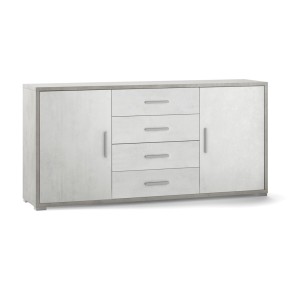 Mobile Madia 2 Ante 4 Cassetti Ossido Grigio Contenitore Buffet Credenza PortaTv