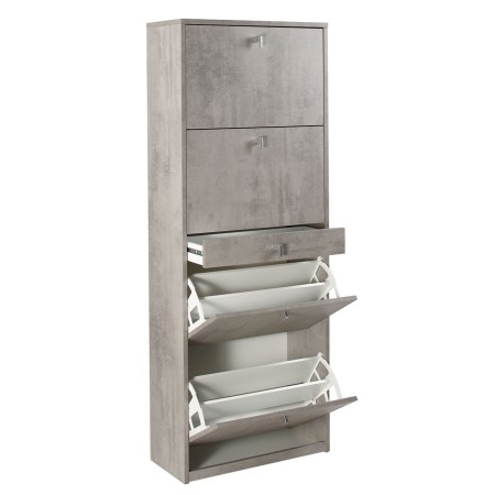 Scarpiera Slim Grigio 4 Ante Ribalta con Cassetto Portascarpe Mobile Salvaspazio