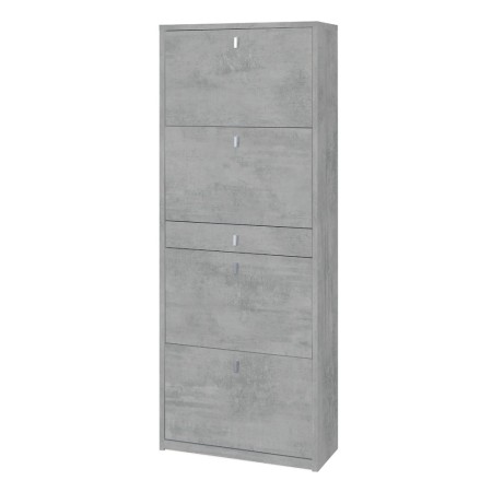 Scarpiera Slim Grigio 4 Ante Ribalta con Cassetto Portascarpe Mobile Salvaspazio