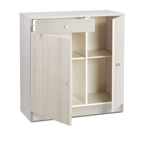Armadio 2 Ante con Cassetto 80 Bianco Mobile Multiuso Ingresso Mobiletto Bagno
